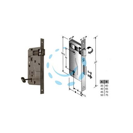 SERRATURA A BUSSOLA PATENT RIDOTTA INFILARE BORDO QUADRO FERRO LUCIDO - mm.35 (480400354C)