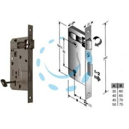 SERRATURA A BUSSOLA PATENT RIDOTTA INFILARE BORDO QUADRO FERRO LUCIDO - mm.40 (480400404C)