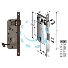 SERRATURA A BUSSOLA PATENT RIDOTTA DA INFILARE BORDO QUADRO BRONZATO - mm.35 (48040035+C)
