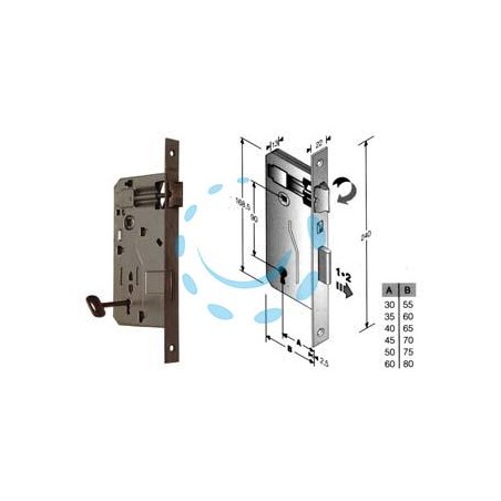 SERRATURA A BUSSOLA PATENT RIDOTTA DA INFILARE BORDO QUADRO BRONZATO - mm.60 (48040060+C)