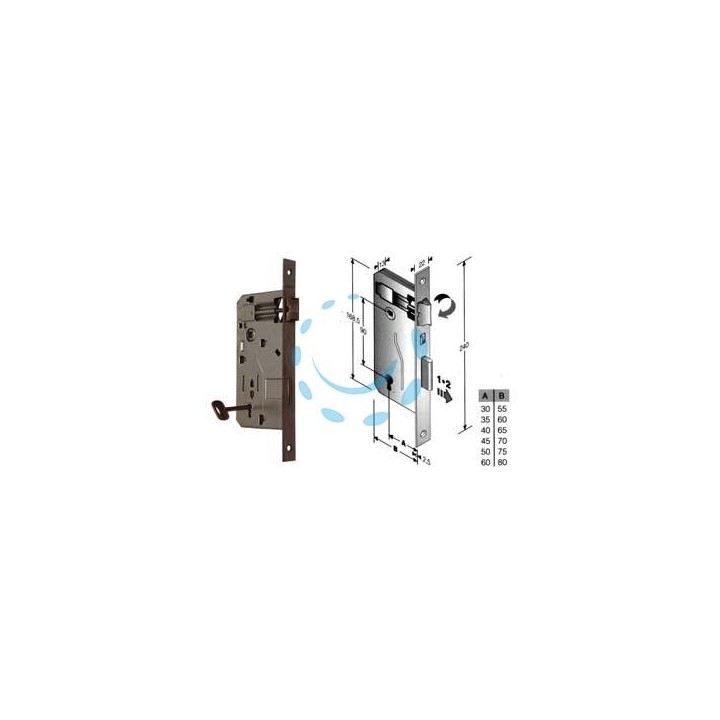 SERRATURA A BUSSOLA PATENT RIDOTTA DA INFILARE BORDO QUADRO BRONZATO - mm.60 (48040060+C)