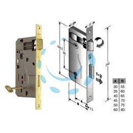 SERRATURA A BUSSOLA PATENT RIDOTTA DA INFILARE BORDO QUADRO OTTONATO - mm.45 (480400451C)