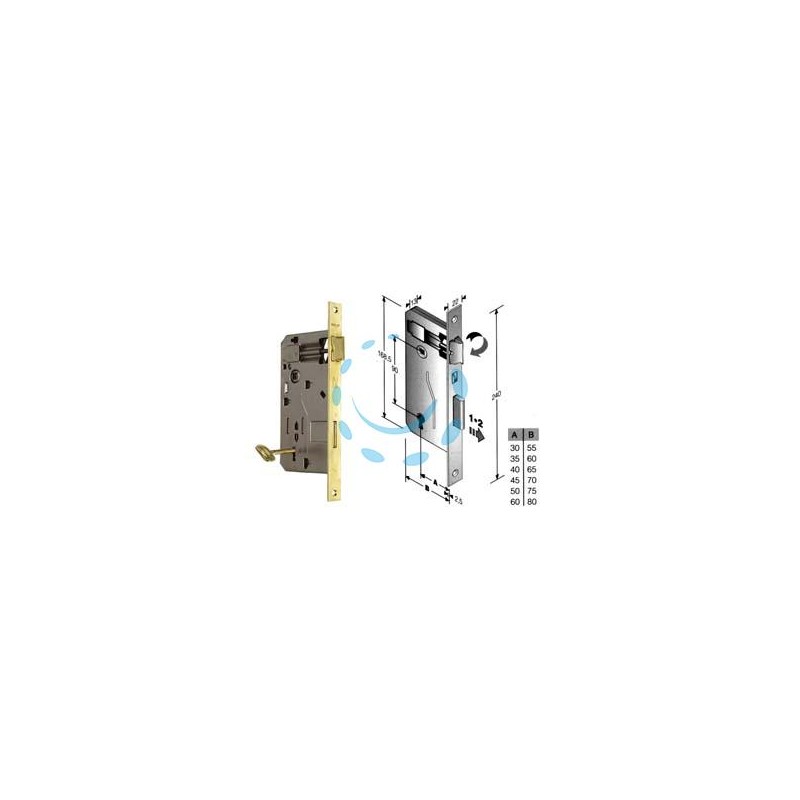 SERRATURA A BUSSOLA PATENT RIDOTTA DA INFILARE BORDO QUADRO OTTONATO - mm.45 (480400451C)