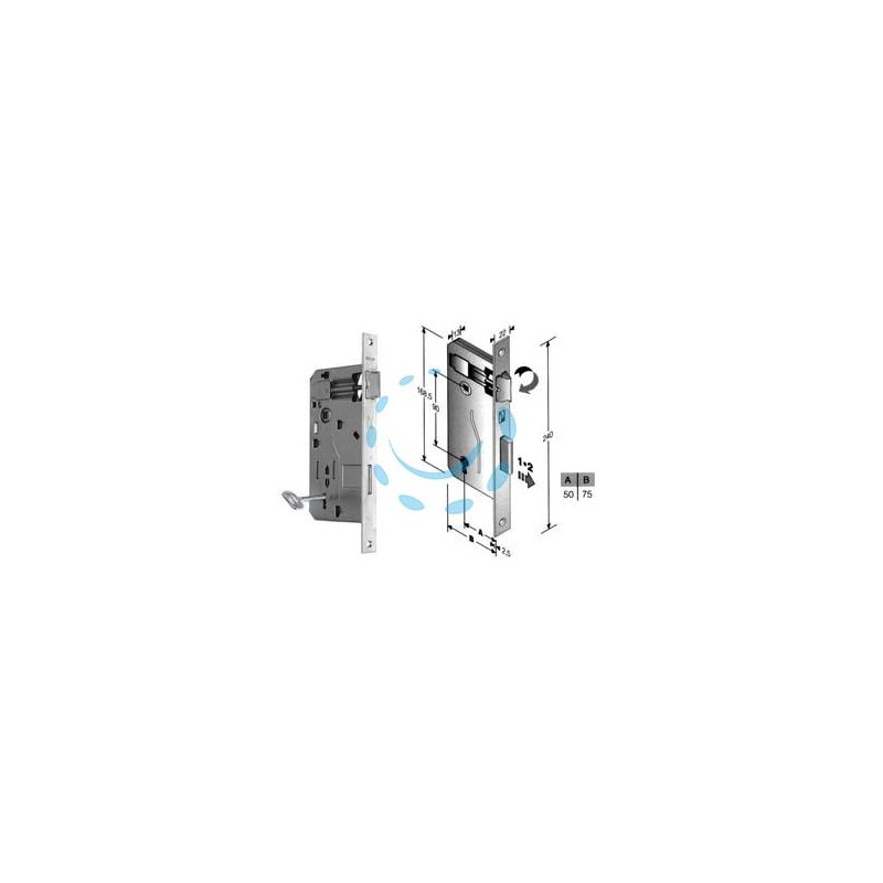 SERRATURA A BUSSOLA PATENT RIDOTTA DA INFILARE BORDO QUADRO CROMATO - mm.50 (480400504C)