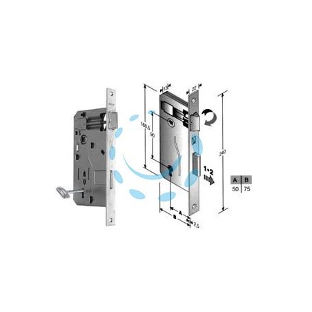 SERRATURA A BUSSOLA PATENT RIDOTTA DA INFILARE BORDO QUADRO CROMATO - mm.50 (480400504C)