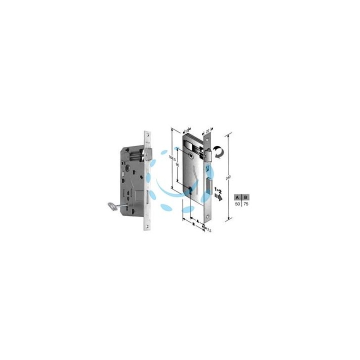 SERRATURA A BUSSOLA PATENT RIDOTTA DA INFILARE BORDO QUADRO CROMATO - mm.50 (480400504C)