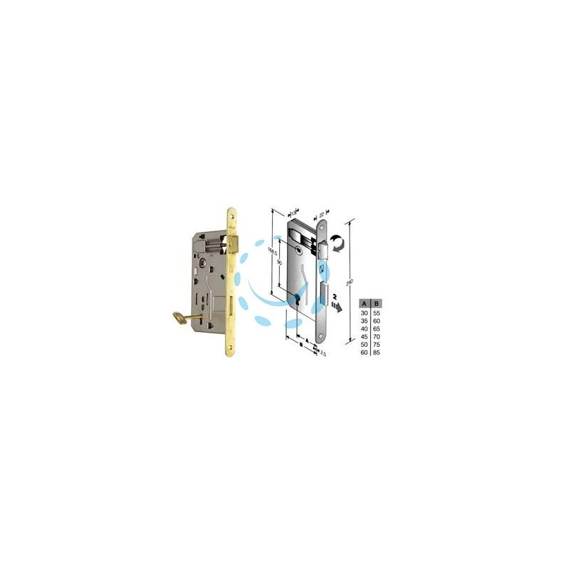 SERRATURA A BUSSOLA PATENT DA INFILARE BORDO TONDO OTTONATO - mm.40 (480400401E)