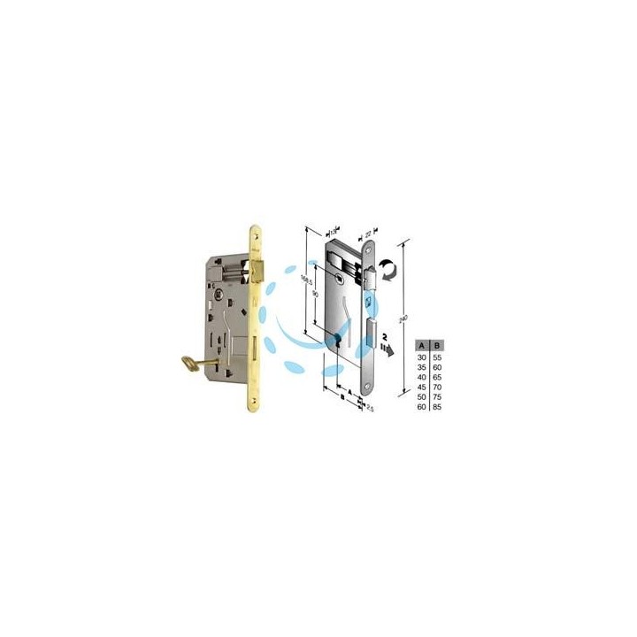 SERRATURA A BUSSOLA PATENT DA INFILARE BORDO TONDO OTTONATO - mm.45 (480400451E)