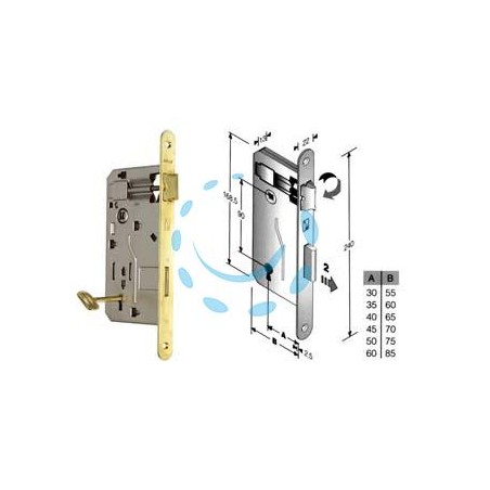 SERRATURA A BUSSOLA PATENT DA INFILARE BORDO TONDO OTTONATO - mm.50 (480400501E)
