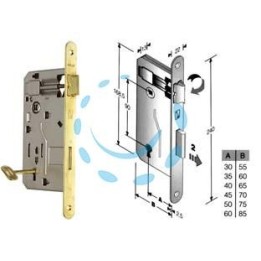 SERRATURA A BUSSOLA PATENT DA INFILARE BORDO TONDO OTTONATO - mm.60 (480400601E)