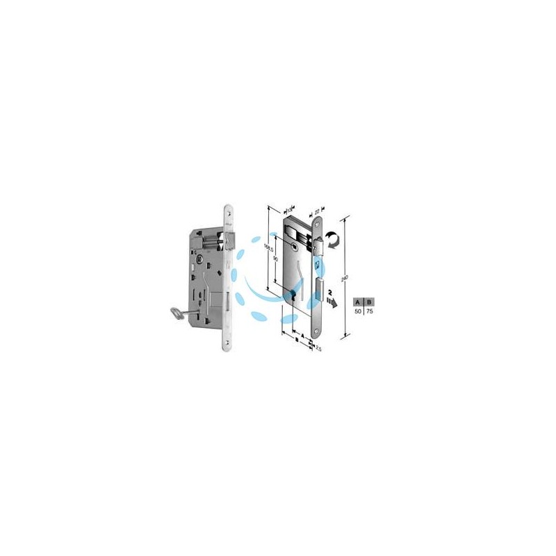 SERRATURA A BUSSOLA PATENT DA INFILARE BORDO TONDO CROMATO - mm.50 (480400504E)