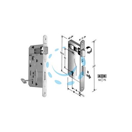 SERRATURA A BUSSOLA PATENT DA INFILARE BORDO TONDO CROMATO - mm.50 (480400504E)