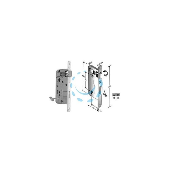 SERRATURA A BUSSOLA PATENT DA INFILARE BORDO TONDO CROMATO - mm.50 (480400504E)