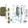 KIT SERRATURA INFILARE PORTE SCORREVOLI A GANCIO CON NOTTOLINO B.TONDO - mm.50 (4H06105017) ottonato lucido