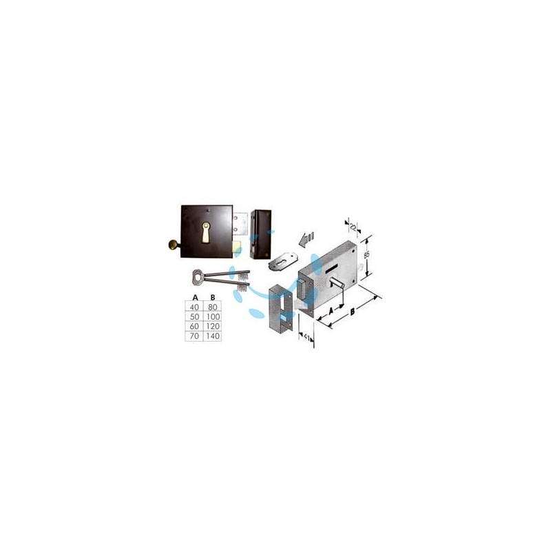 SERRATURA DA APPLICARE PER CANTINE SCROCCO E CATENACCIO 175 - mm.40, lunghezza mm.80 DX (4L1750800D)