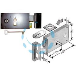 SERRATURA DA APPLICARE PER CANTINE SCROCCO E CATENACCIO 187 - mm.70, lunghezza mm.140 DX (4L1871406D)