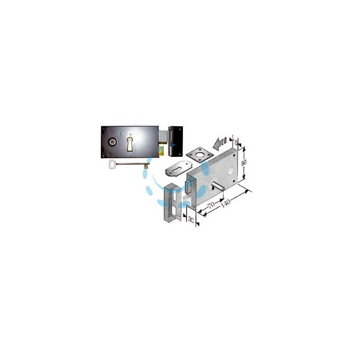 SERRATURA DA APPLICARE PER CANTINE SCROCCO E CATENACCIO 187 - mm.70, lunghezza mm.140 DX (4L1871406D)
