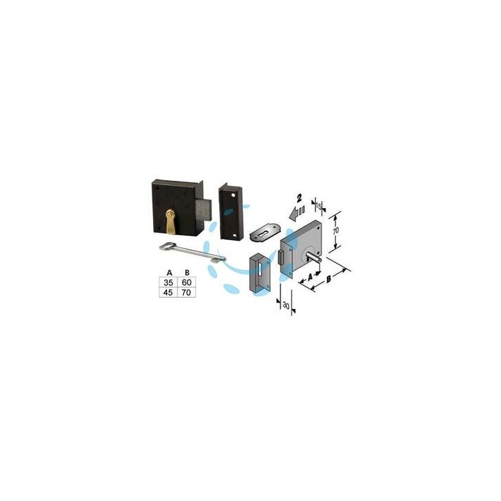 SERRATURA DA APPLICARE PER CANTINE 188 - mm.35, lunghezza mm.60 DX (4L1880600D)