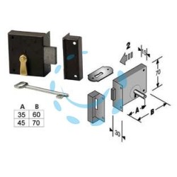 SERRATURA DA APPLICARE PER CANTINE 188 - mm.45, lunghezza mm.70 DX (4L1880700D)