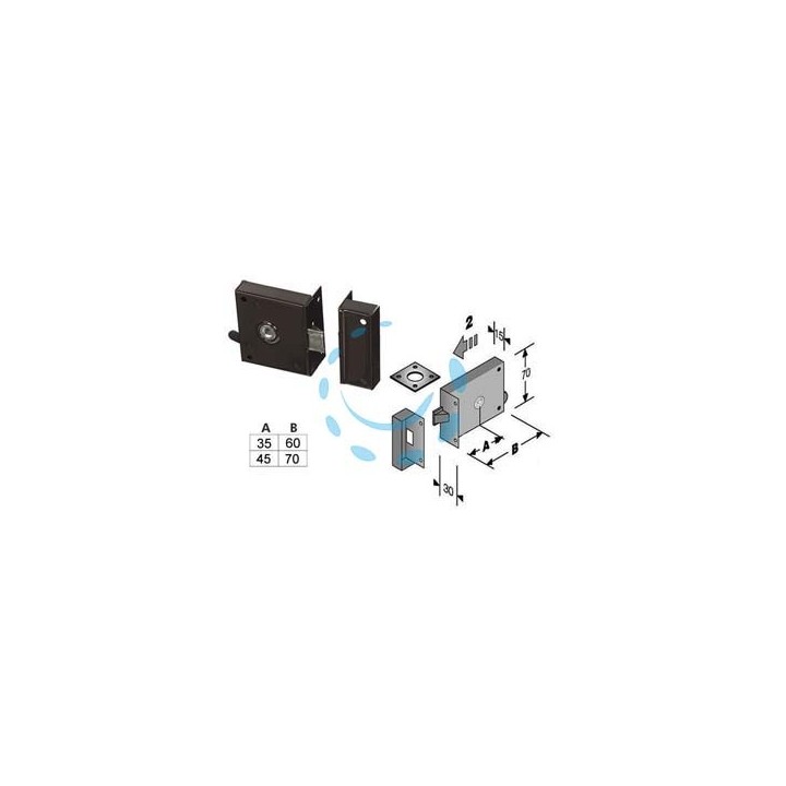 SERRATURA DA APPLICARE PER CANTINE SOLO SCROCCO 189 - mm.35, lunghezza mm.60 DX (4L1890606D)
