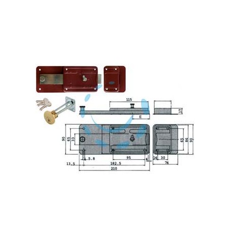 FERROGLIETTO APPLICARE CATENACCIO E SCROCCO CILINDRO STACCATO 55071 - mm.50 (55071501)