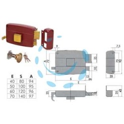 SERRATURA APPLICARE CON CATENACCIO+SCROCCO+POMOLO INTERNO 50110