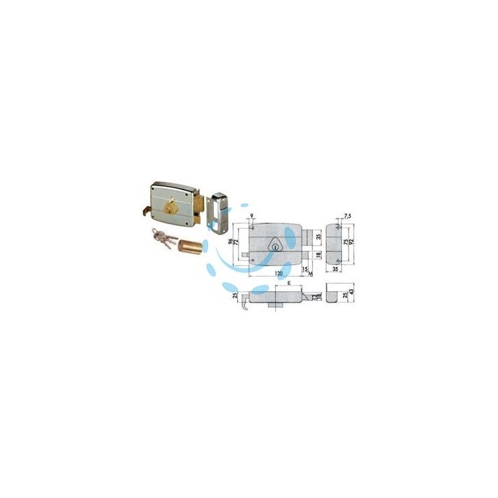 SERRATURA APPLICARE CATENACCIO E SCROCCO DOPPIO CILINDRO FISSO 50421 - mm.60 SX (50421602)