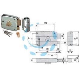 SERRATURA APPLICARE QUADRO CATENACCIO E SCROCCO CILINDRO FISSO 50471 - mm.60 DX (5047160195)