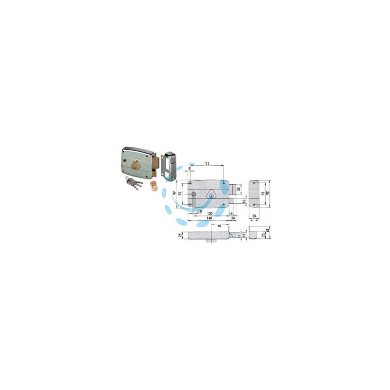 SERRATURA APPLICARE QUADRO CATENACCIO E SCROCCO CILINDRO FISSO 50471 - mm.60 SX (5047160295)