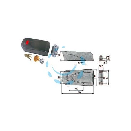 ELETTROSERRATURA APPLICARE PORTE IN LEGNO CON PULSANTE INTERNO 1A610 - mm.50/80 (1A610.00.0)