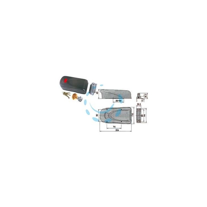 ELETTROSERRATURA APPLICARE PORTE IN LEGNO CON PULSANTE INTERNO 1A610 - mm.50/80 (1A610.00.0)