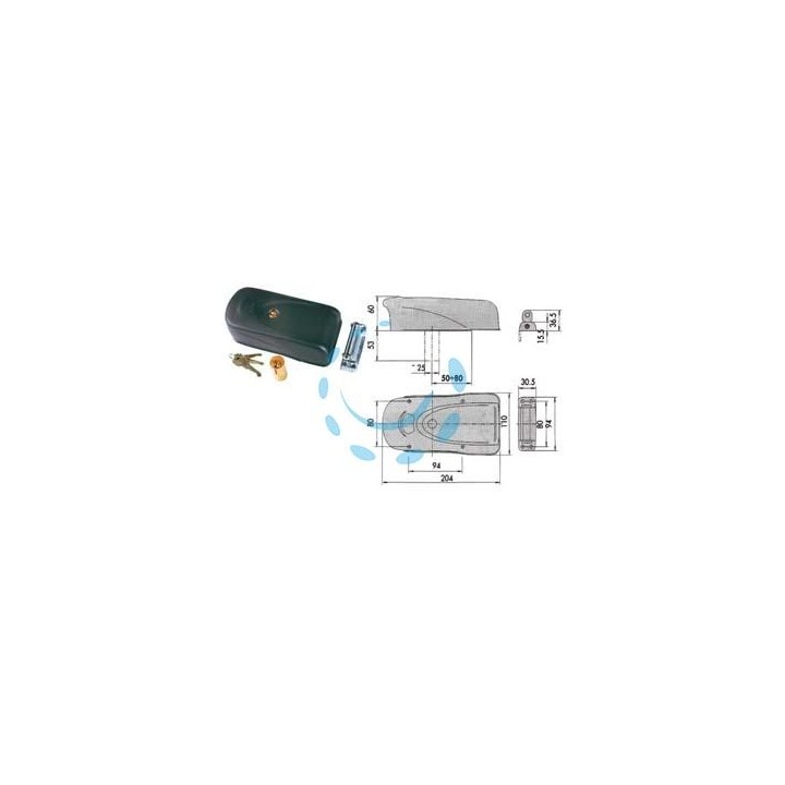 ELETTROSERRATURA APPLICARE PER PORTE IN FERRO 1A721 - mm.50/80 (1A721.00.0)