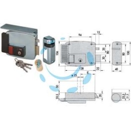 ELETTROSERRATURA APPLICARE CANCELLI CON TETTO E PULSANTE INTERNO 11731 - mm.80 DX (11731801)