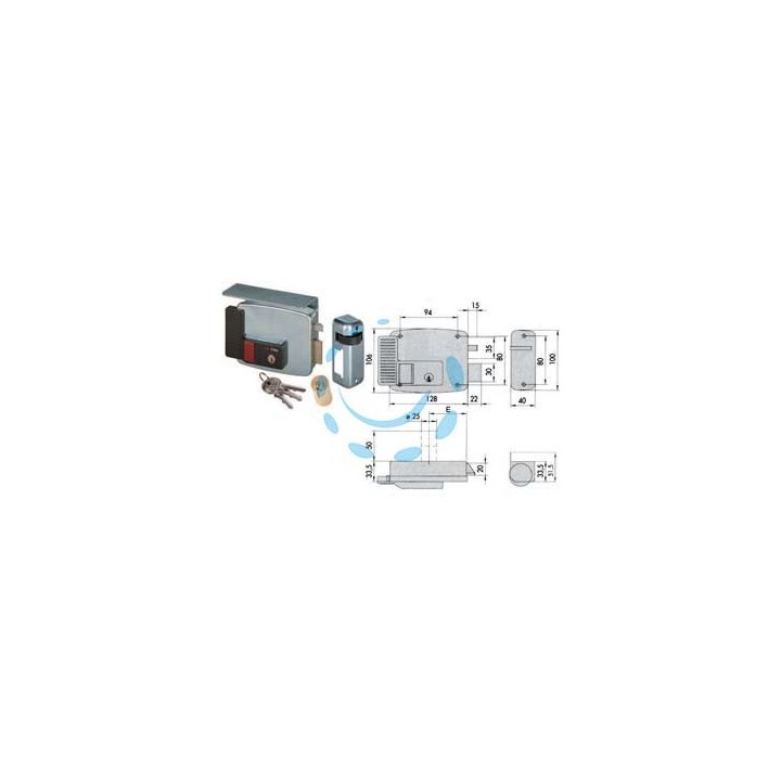 ELETTROSERRATURA APPLICARE CANCELLI CON TETTO E PULSANTE INTERNO 11731 - mm.80 DX (11731801)