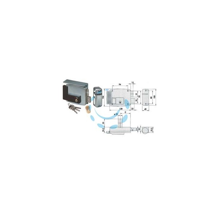 ELETTROSERRATURA APPLICARE PER CANCELLI CON TETTO 2 MANDATE 11761 - mm.50 DX (11761501)