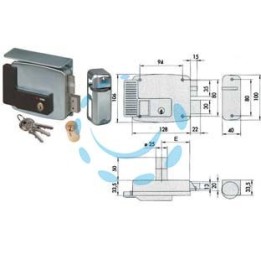 ELETTROSERRATURA APPLICARE PER CANCELLI CON TETTO 2 MANDATE 11761 - mm.60 SX (11761602)