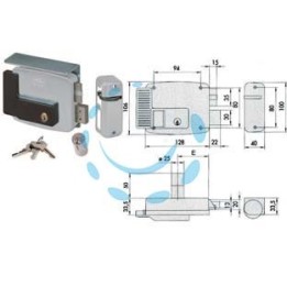 ELETTROSERRATURA APPLICARE PER CANCELLI CON TETTO 2 MANDATE 11761 N7 - mm.50 SX (11761502N7)