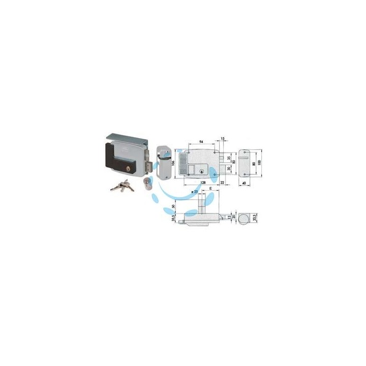 ELETTROSERRATURA APPLICARE PER CANCELLI CON TETTO 2 MANDATE 11761 N7 - mm.70 SX (11761702N7)