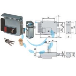 ELETTROSERRATURA APPLICARE CANCELLI TETTO+PULSANTE INT.2 MANDATE 11771 - mm.50 DX (11771501N7)