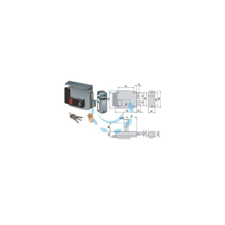 ELETTROSERRATURA APPLICARE CANCELLI TETTO+PULSANTE INT.2 MANDATE 11771 - mm.70 SX (11771702)