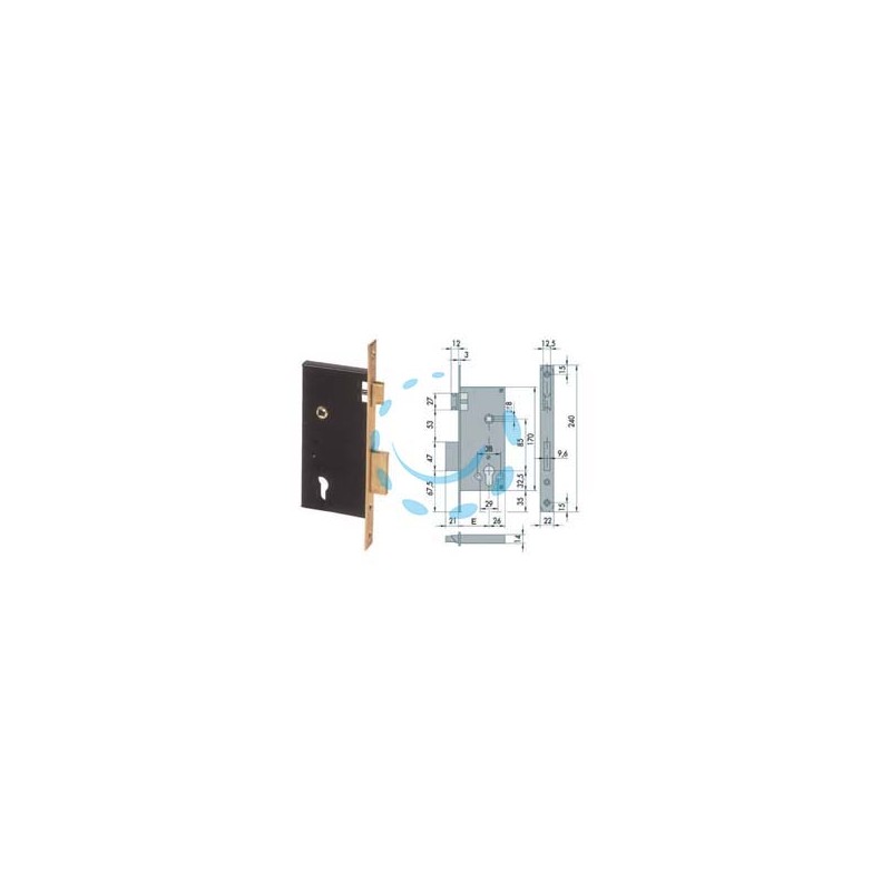 SERRATURA DA INFILARE A CILINDRO 2 MAND. BORDO QUADRO 5C110 - mm.35 (5C110350)