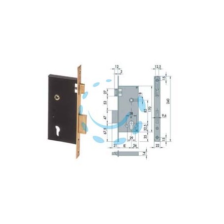 SERRATURA DA INFILARE A CILINDRO 2 MAND. BORDO QUADRO 5C110 - mm.45 (5C110450)