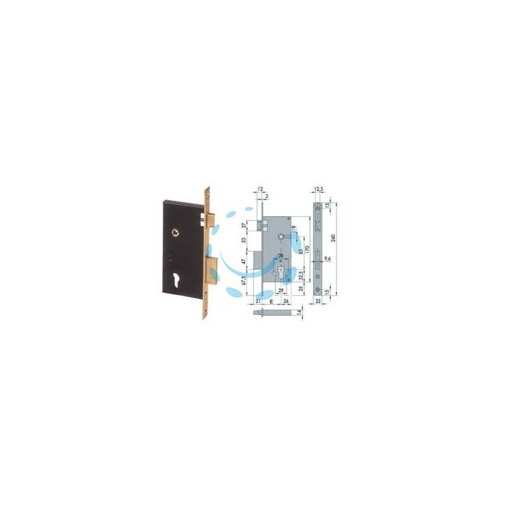 SERRATURA DA INFILARE A CILINDRO 2 MAND. BORDO QUADRO 5C110 - mm.50 (5C110500)