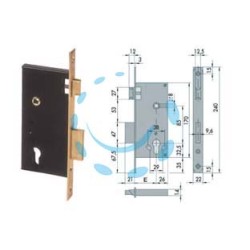 SERRATURA DA INFILARE A CILINDRO 2 MAND. BORDO QUADRO 5C110 - mm.60 (5C110600)