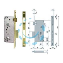 SERRATURA DA INFILARE PER PORTE IN LEGNO LOGO BORDO QUADRO 5C611 - mm.40 (5C611400)