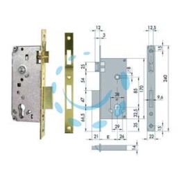 SERRATURA DA INFILARE PER PORTE IN LEGNO LOGO BORDO QUADRO 5C611 - mm.60 (5C611600)