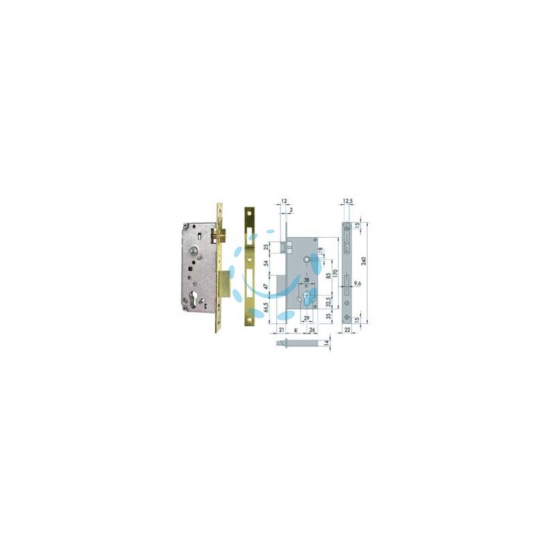 SERRATURA DA INFILARE PER PORTE IN LEGNO LOGO BORDO QUADRO 5C611 - mm.70 (5C611700)