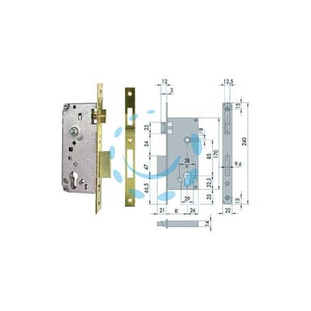 SERRATURA DA INFILARE PER PORTE IN LEGNO LOGO BORDO QUADRO 5C611 - mm.70 (5C611700)