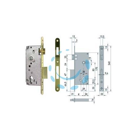 SERRATURA DA INFILARE PER PORTE IN LEGNO LOGO BORDO TONDO 5C631 - mm.50 (5C631500)