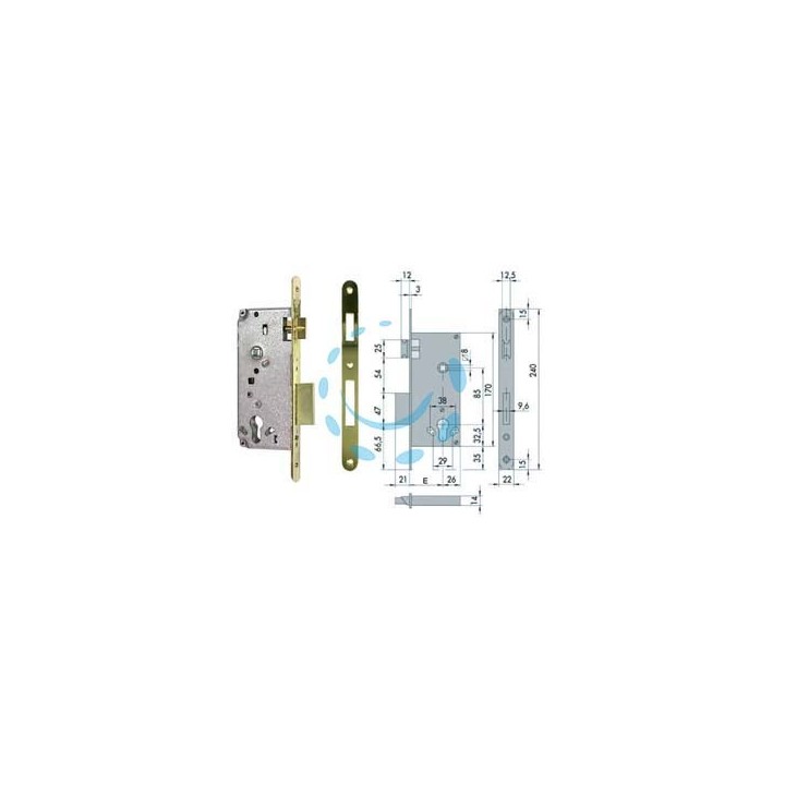 SERRATURA DA INFILARE PER PORTE IN LEGNO LOGO BORDO TONDO 5C631 - mm.50 (5C631500)